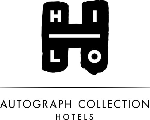 Black “HILO” logo with a thick H, white letters “HI” on top and “LO” on bottom, above the words “Autograph Collection Hotels” in black capital letters on a white background—reflecting the sleek, modern style synonymous with Portland Fashion.