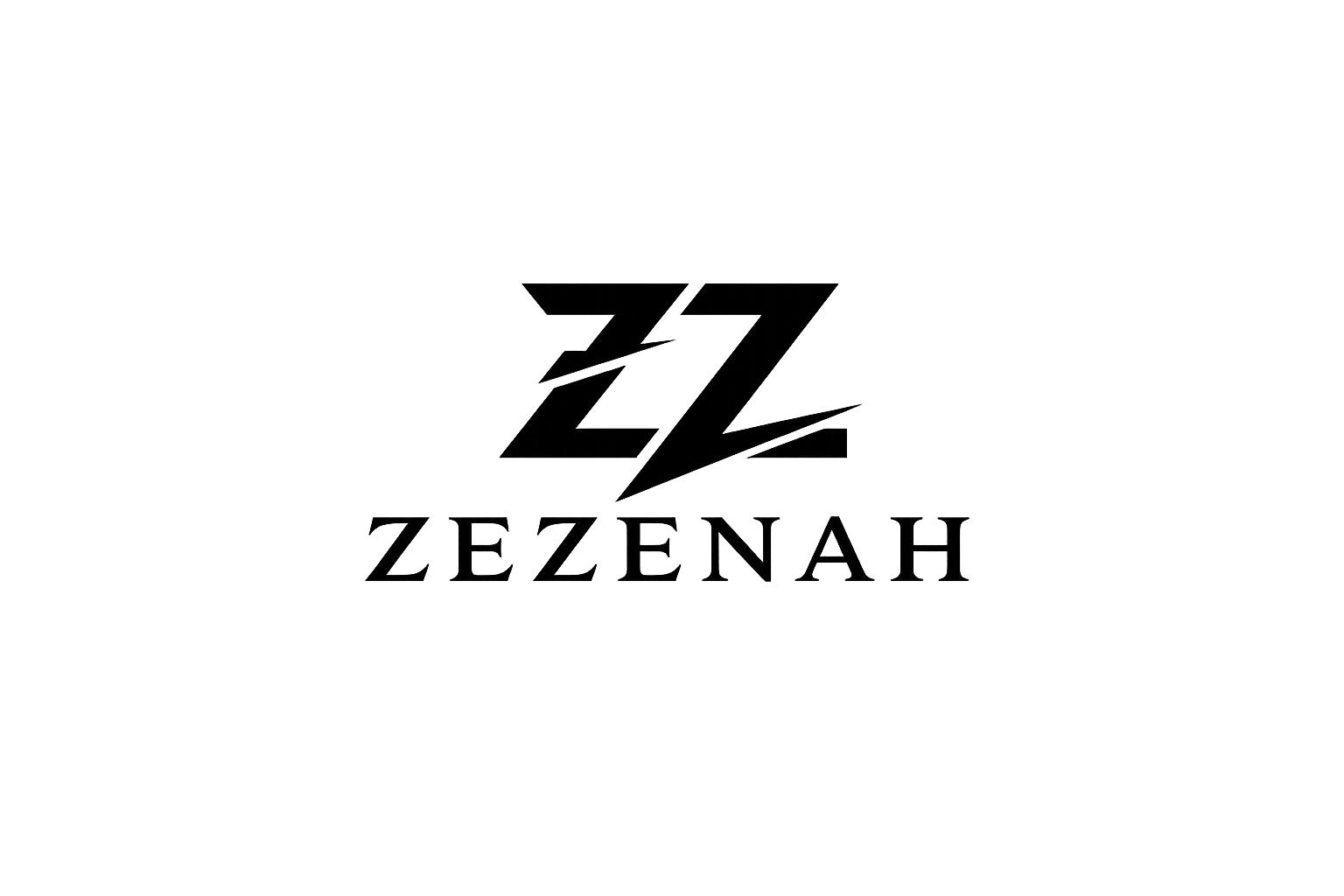 Logo with two overlapping stylized black “Z” letters above the word “ZEZENAH” in bold uppercase serif font, all on a white background.